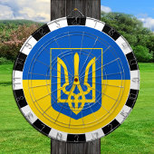 Ukraine Dartboard & Ukrainische Flagge / Spielbret Dartscheibe