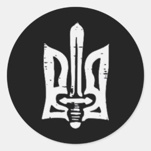 Ukraine Dreizack Schwert Tasche Ukrainisch Tryzub Runder Aufkleber