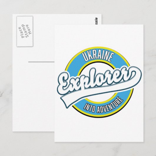 Ukraine Entdecker in Abenteuer Logo. Postkarte (Vorne/Hinten)