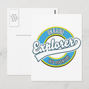 Ukraine-Entdecker-Logo für Abenteuer. Postkarte