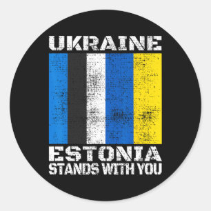 Ukraine Estland steht hinter dir Estnische Unterst Runder Aufkleber