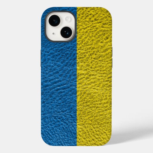 Ukraine-Fahne auf Leder Case-Mate iPhone Hülle (Rückseite)
