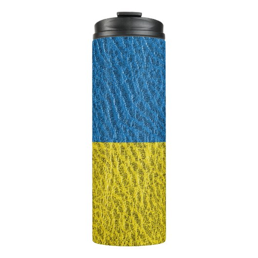 Ukraine-Fahne auf Leder Thermosbecher (Vorderseite)