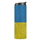 Ukraine-Fahne auf Leder Thermosbecher (Nach links gedreht)