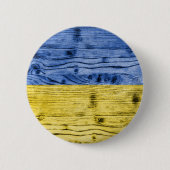 Ukraine-Fahne gelbe Holzstruktur Button (Vorderseite)