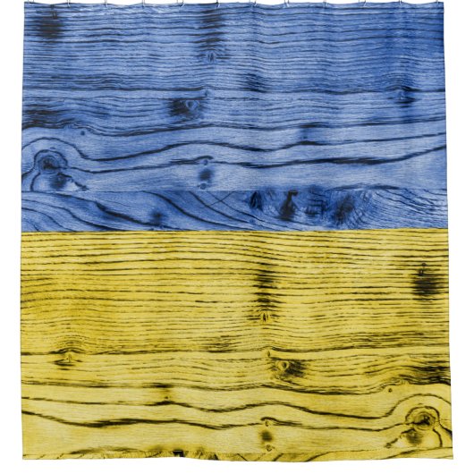 Ukraine-Fahne gelbe Holzstruktur Duschvorhang (Vorderseite)