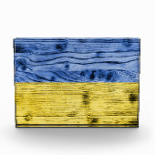 Ukraine-Fahne gelbe Holzstruktur Fotoblock (Vorderseite)