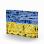 Ukraine-Fahne gelbe Holzstruktur Fotoblock (Rechts)