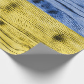 Ukraine-Fahne gelbe Holzstruktur Geschenkpapier (Ecke)