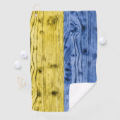 Ukraine-Fahne gelbe Holzstruktur Golfhandtuch (Insitu)