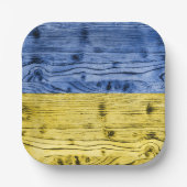 Ukraine-Fahne gelbe Holzstruktur Pappteller (Vorderseite)