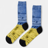 Ukraine-Fahne gelbe Holzstruktur Socken (Linkes Detail)
