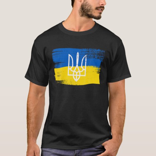 Ukraine Flag And Coat Of Arms Painted _ Ukrainian T-Shirt (Vorderseite)