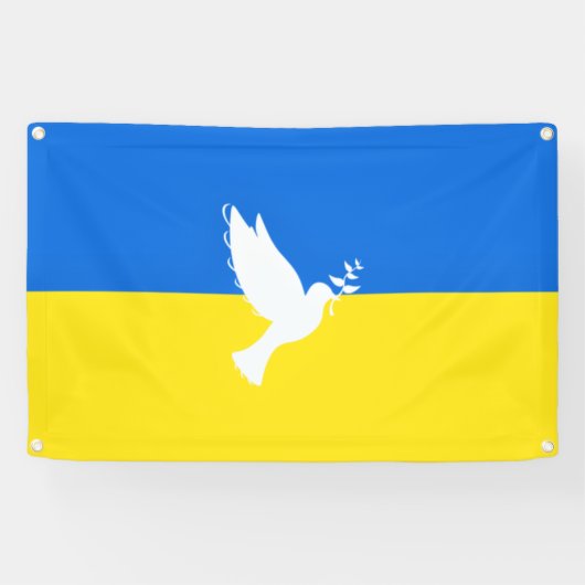 Ukraine Flag Banner Frieden Taube Freiheit (Horizontal)