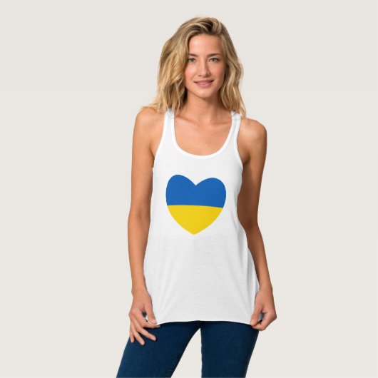 Ukraine Flag Blau und Gelb Herz Tank Top (Vorderseite Vollansicht)