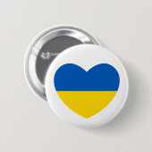 Ukraine Flag Blaues Gelbes Herz Button (Vorne & Hinten)