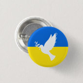 Ukraine Flag Button Dove of Peace Freedom Support (Vorne & Hinten)