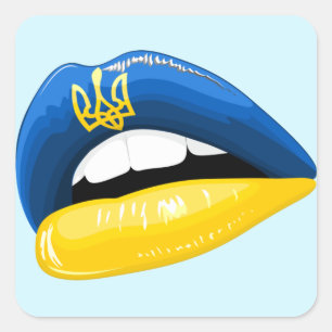 Ukraine Flag Colors Lipstick Quadratischer Aufkleber