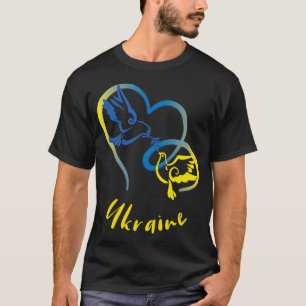 Ukraine Flag Farben Friedenstauben und Herzensfrie T-Shirt