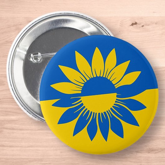 Ukraine Flag Gelbe Sonnenblume Kontur Button