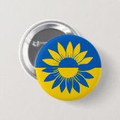 Ukraine Flag Gelbe Sonnenblume Kontur Button (Vorne & Hinten)