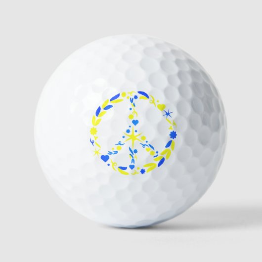 Ukraine Flag Golf Balls Peace Symbol - Freiheit Golfball (Vorderseite)