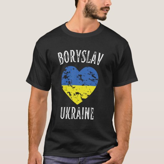 Ukraine Flag Herz Boryslav Stadt T-Shirt (Vorderseite)