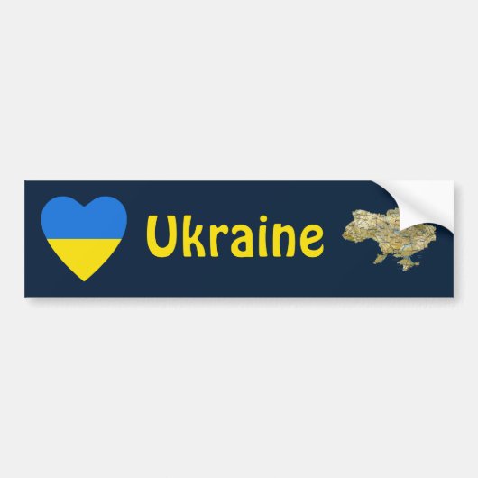 Ukraine Flag Herz + Karte Autoaufkleber (Vorne)