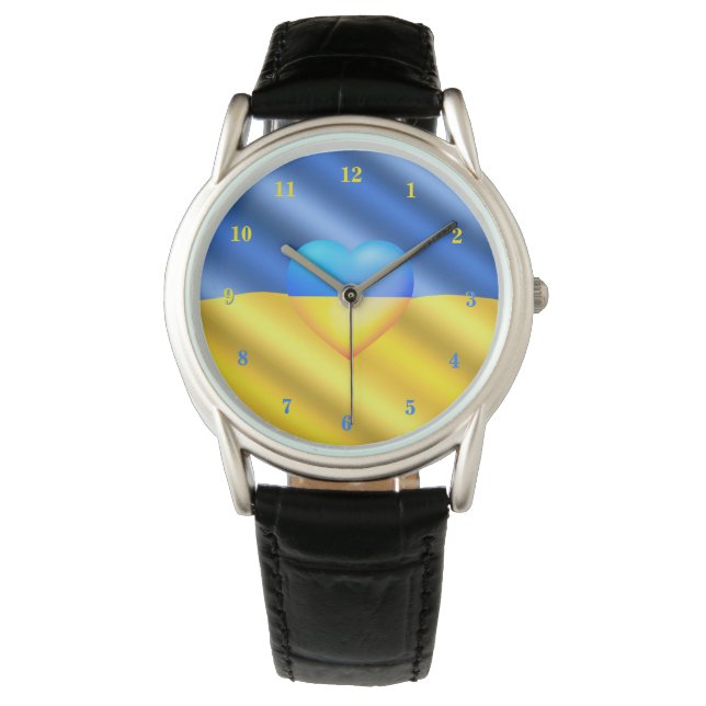 Ukraine Flag Herzstück - Freiheit - Frieden Armbanduhr (Vorderseite)