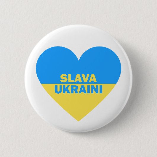 Ukraine Flag Herzstück Slava Ukraini Button (Vorderseite)