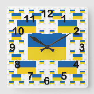 Ukraine Flag in Multiple Colorful Layers 2 Quadratische Wanduhr