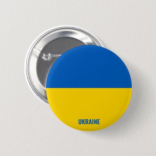 Ukraine Flag-Inschrift blau gelb Button (Vorne & Hinten)