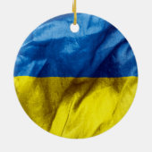 Ukraine Flag Keramik Runde Weihnachtsfeier Ornament (Hinten)