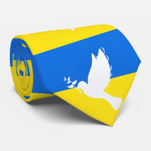 Ukraine Flag Neck Tie Dove of Peace - Freiheit Krawatte