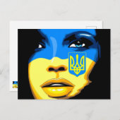 Ukraine Flag painted on Beautiful Girl Portrait Postkarte (Vorne/Hinten)