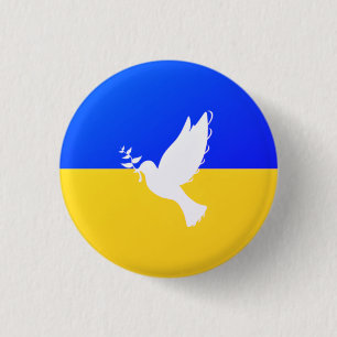 Ukraine Flag Peace Dove Button Freedom - Peace