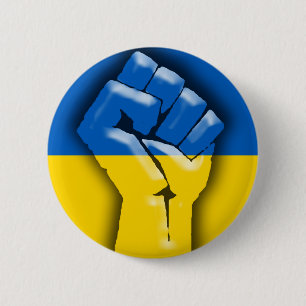 UKRAINE FLAG und FIST for Solidarity Button