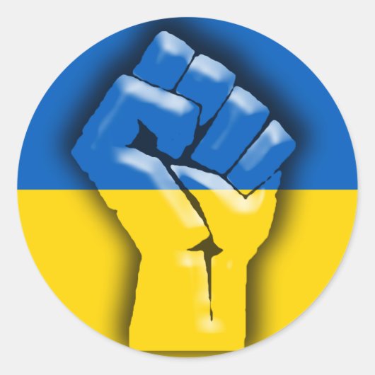 UKRAINE FLAG und FIST for Solidarity Runder Aufkleber (Vorderseite)