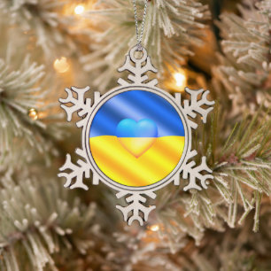 Ukraine Flag Weihnachtsschmuck - Freiheit Schneeflocken Zinn-Ornament