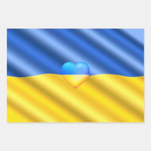 Ukraine Flag Wrapping Paper Sheets Herz - Freiheit Geschenkpapier Set (Vorderseite 2)