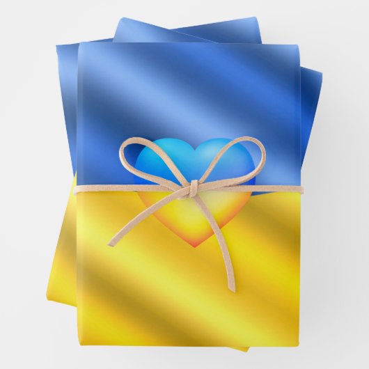 Ukraine Flag Wrapping Paper Sheets Herz - Freiheit Geschenkpapier Set (Beispiel)