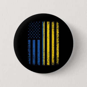 Ukraine-Flagge 4. Juli USA Ukrainische Flagge Frau Button