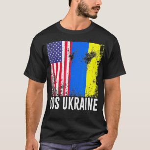 Ukraine-Flagge Amerikanische Flagge Unterstützung T-Shirt