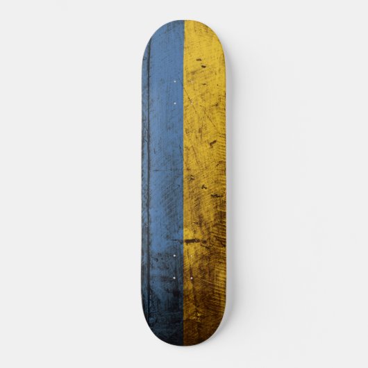 Ukraine-Flagge auf altem hölzernem Korn Skateboard (Vorderseite)
