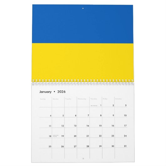 Ukraine Flagge blau und gelb patriotisch modern Kalender (Jan 2026)