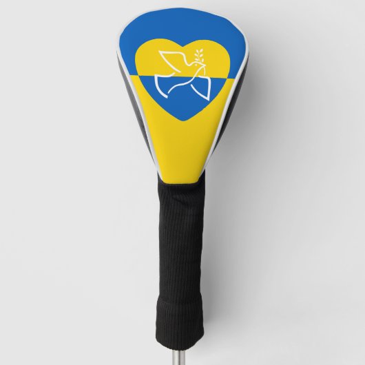 Ukraine-Flagge, blaue und gelbe Herzenstieftaube Golf Headcover (Vorderseite)