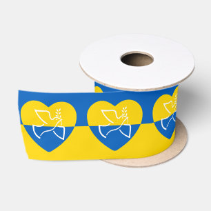 Ukraine-Flagge, blaue und gelbe Herzenstieftaube Satinband