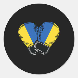 Ukraine-Flagge Boxen Boxer Ukrainische Flagge  Runder Aufkleber