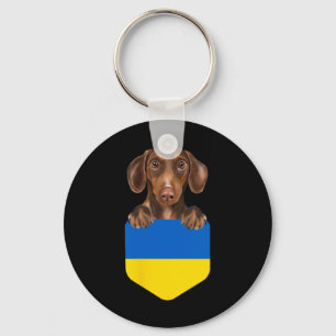 Ukraine-Flagge Brauner Dachshund-Hund in der Tasch Schlüsselanhänger