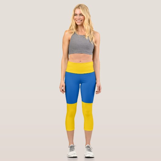 Ukraine-Flagge Capri Leggings (Vorderseite)